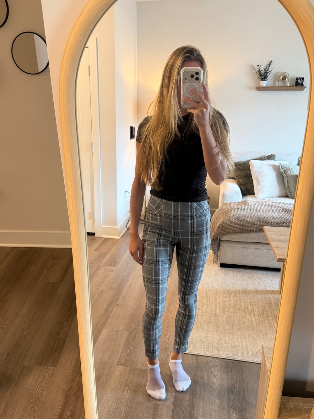 Ci Sono Black and White Plaid Skirt